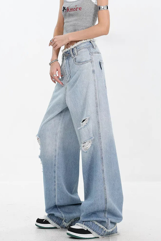 Gradient Ripped Straight Leg Jeans image 3