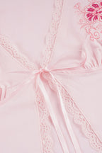 Casual Floral Lace Tie Short Sleeve Blouse image 4