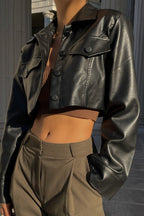 Sexy Cropped Biker Coat image 3
