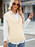Bianca Sweater Vest detail view styled for Avrienne
