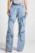 Vintage High Waist Pocket Detail Straight Leg Cargo Pant image 2