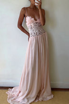 Elegant Lace Hollow Splice Chiffon Dress image 9