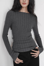 Semi-Sheer Unique Fitted Knit Top image 4