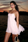 Off Shoulder Flowy Chiffon Cami Mini Dress image 1