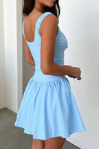 Allegra Button Cami Dress detail view styled for Avrienne