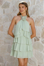 Halter Backless Floral Ruffle Mini Dress image 6