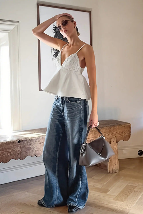 Chic V Neck Ribbed Slim Cami Top image 2