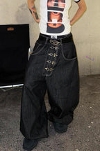 Washed Button Fly Wide Leg Jeans image 2