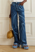 Ripple Print Casual Straight Jeans image 1