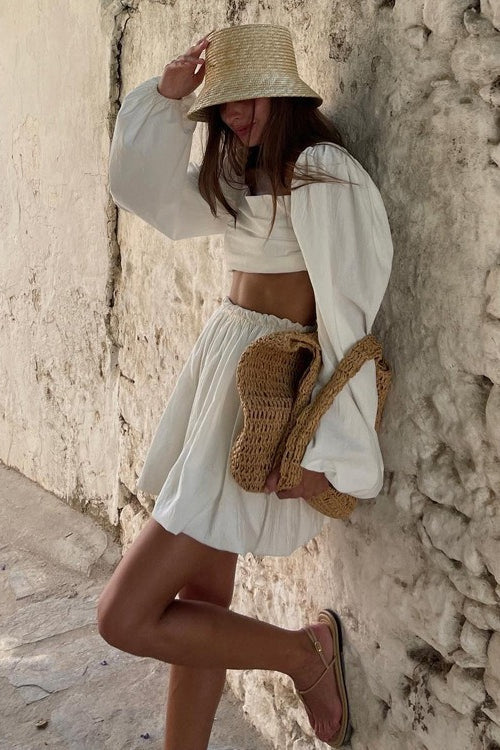 Tie Bandeau Pleated High Waist Skirt Set image 2