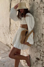 Tie Bandeau Pleated High Waist Skirt Set image 2