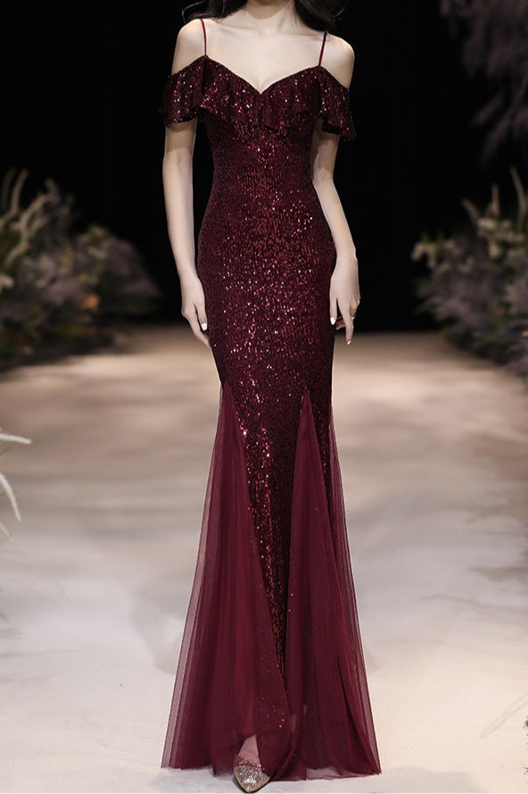 Off Shoulder Sequin Mesh Party Dress image 1