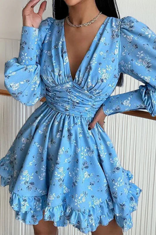 Floral Long Sleeve Party Dress image 4