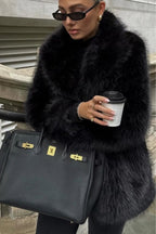 Solid Eco Faux Fur Coat image 2