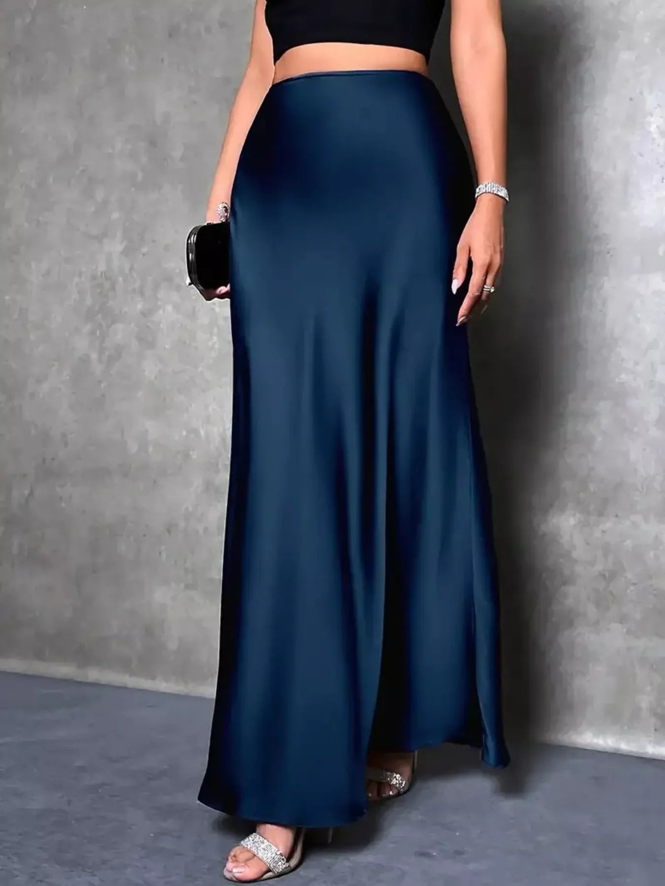 Arabella Satin Maxi Skirt styled for Avrienne