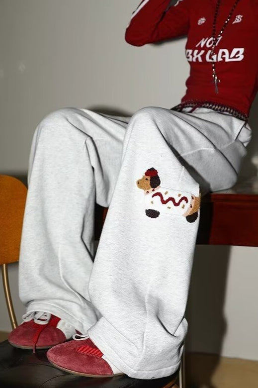 Print Loose Straight Leg Sweat Pants image 4