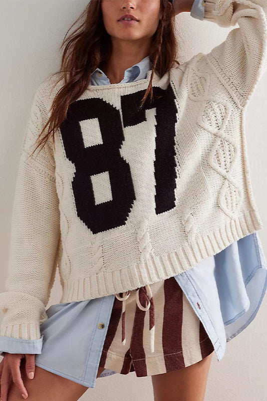 Colorblock Digital Print Oversized Knit Sweater image 1