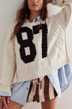 Colorblock Digital Print Oversized Knit Sweater image 1