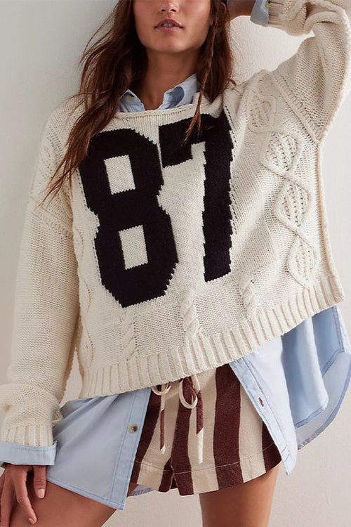 Colorblock Digital Print Oversized Knit Sweater image 1
