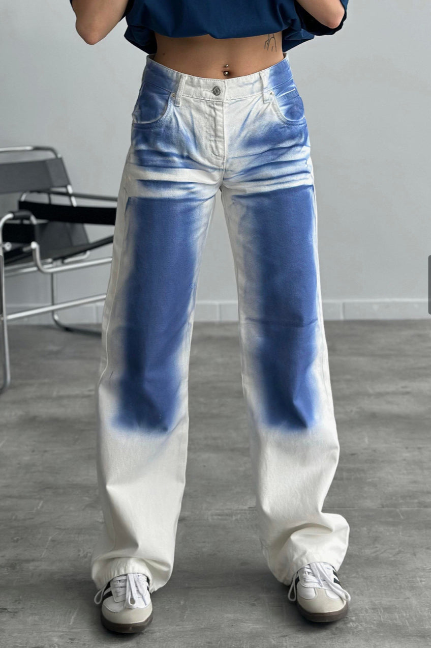 High Waist Printed Dyed Straight Jean image 2
