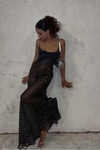 Polka Dot Square Neck Backless Cami Maxi Dress image 2