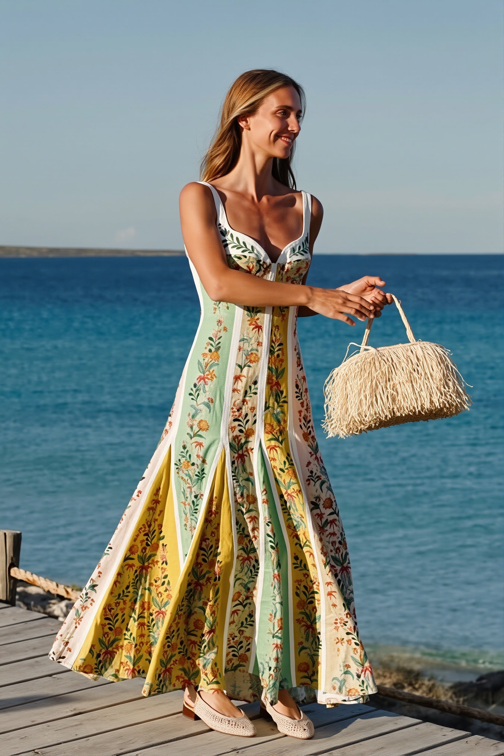 Floral Splice Loose Swing Maxi Dress image 3