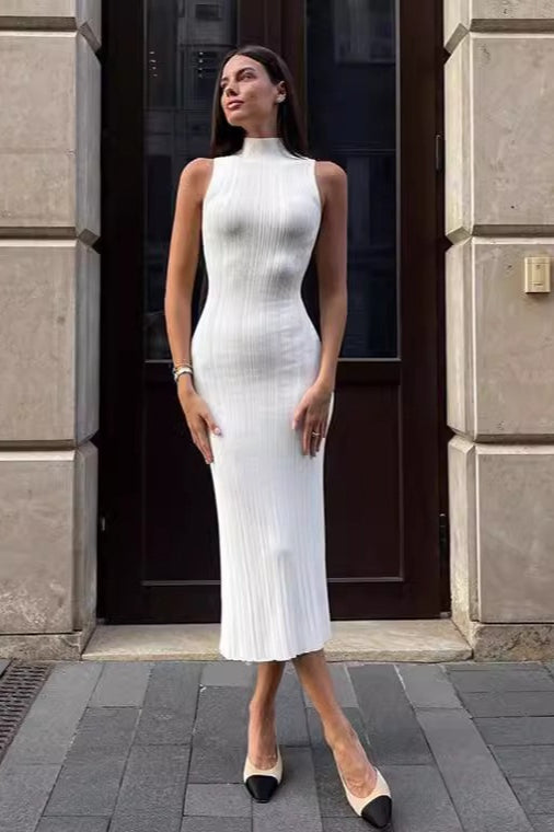 Sleeveless Turtleneck Knit Sweater Dress image 14