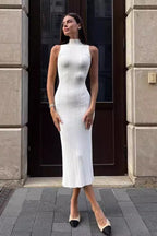 Sleeveless Turtleneck Knit Sweater Dress image 14