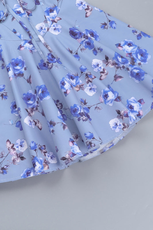 Floral A-line Cutout V-neck Spaghetti Strap Party Dress image 8