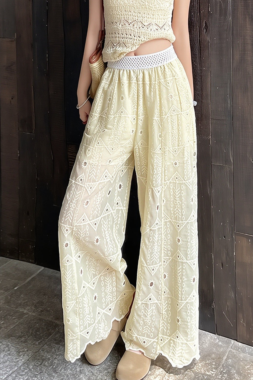 Hollow Out Lace Wide Leg Summer Pants image 3