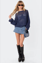 Sexy Hollow Knit Pullover Sweater image 4