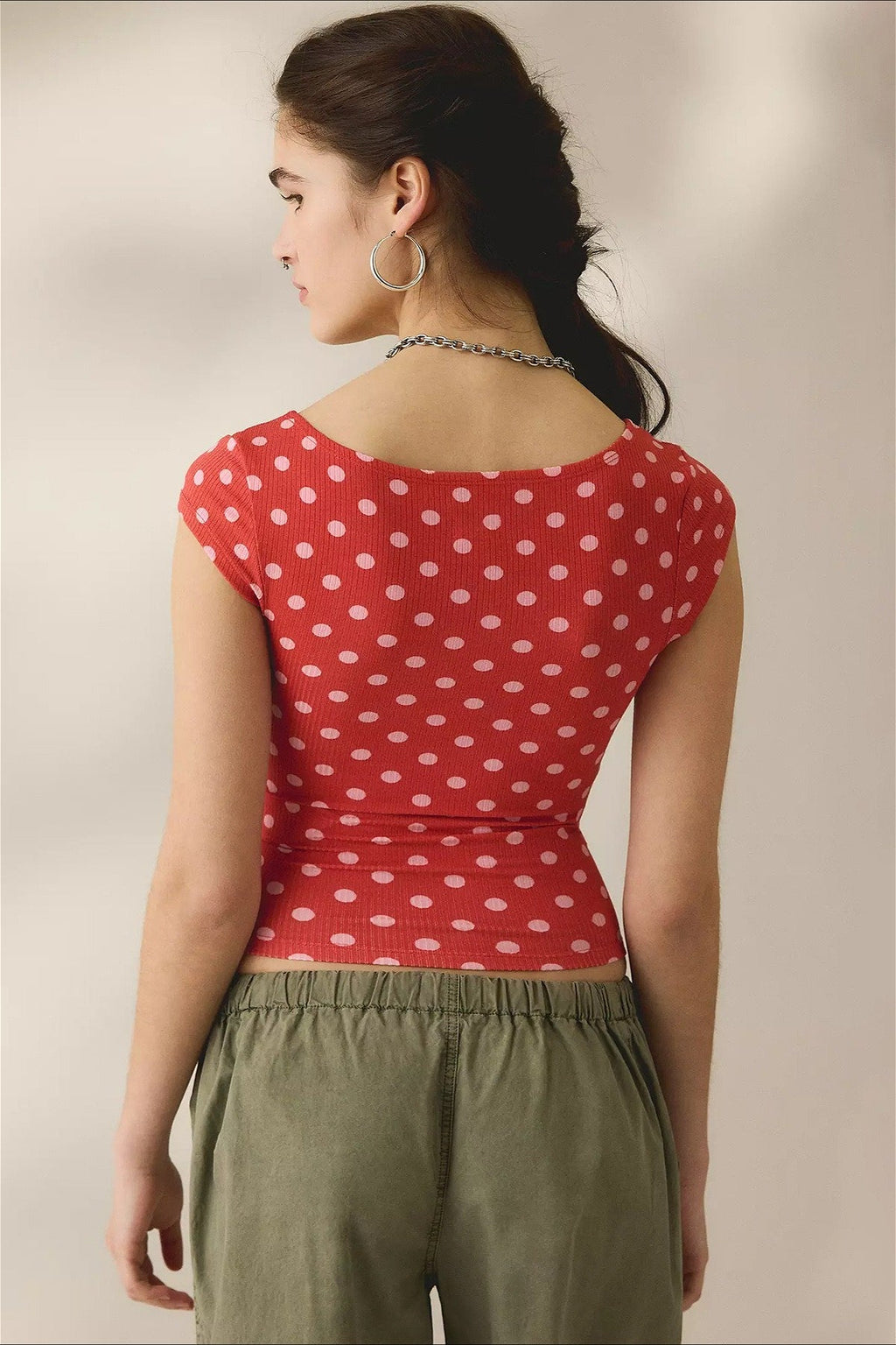 Square Neck Ribbed Printed T-shirt image 9