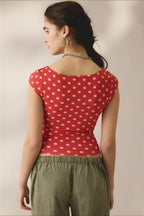 Square Neck Ribbed Printed T-shirt image 9