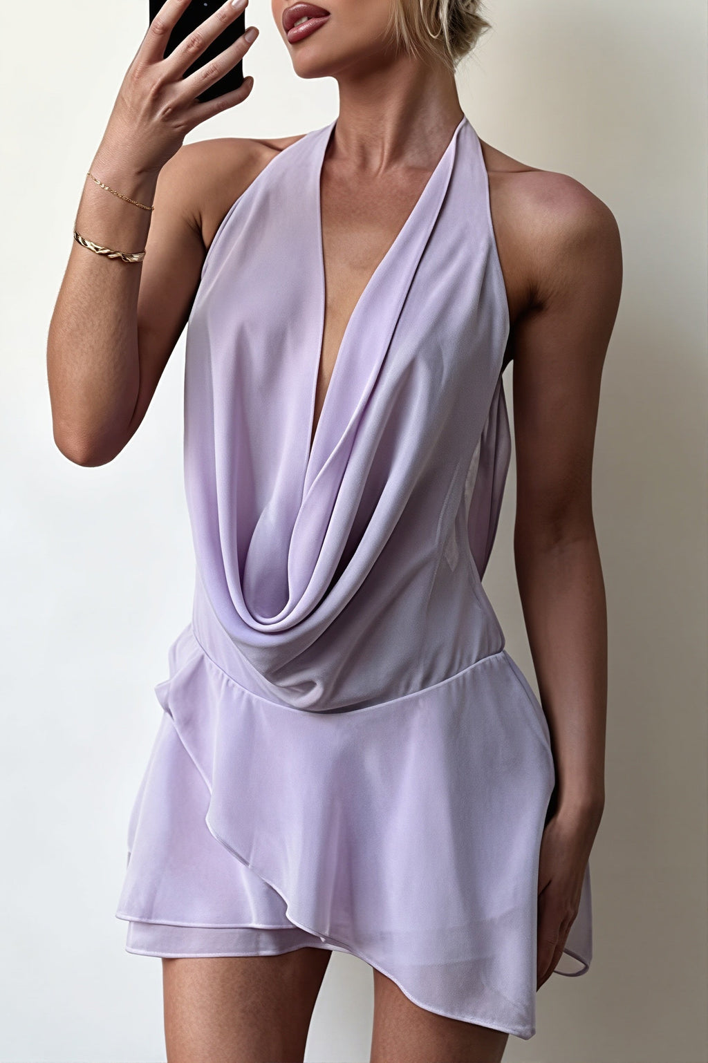 Elegant Chiffon Halter Mini Dress image 7