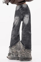 Patchwork Leopard Wide Leg Jeans image 5