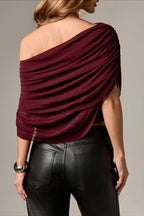 Solid Ruched Cape Loose Blouse image 12