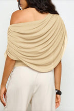 Solid Ruched Cape Loose Blouse image 8