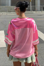 Fashion Loose Street Print Color Block Sporty T-shirt image 2