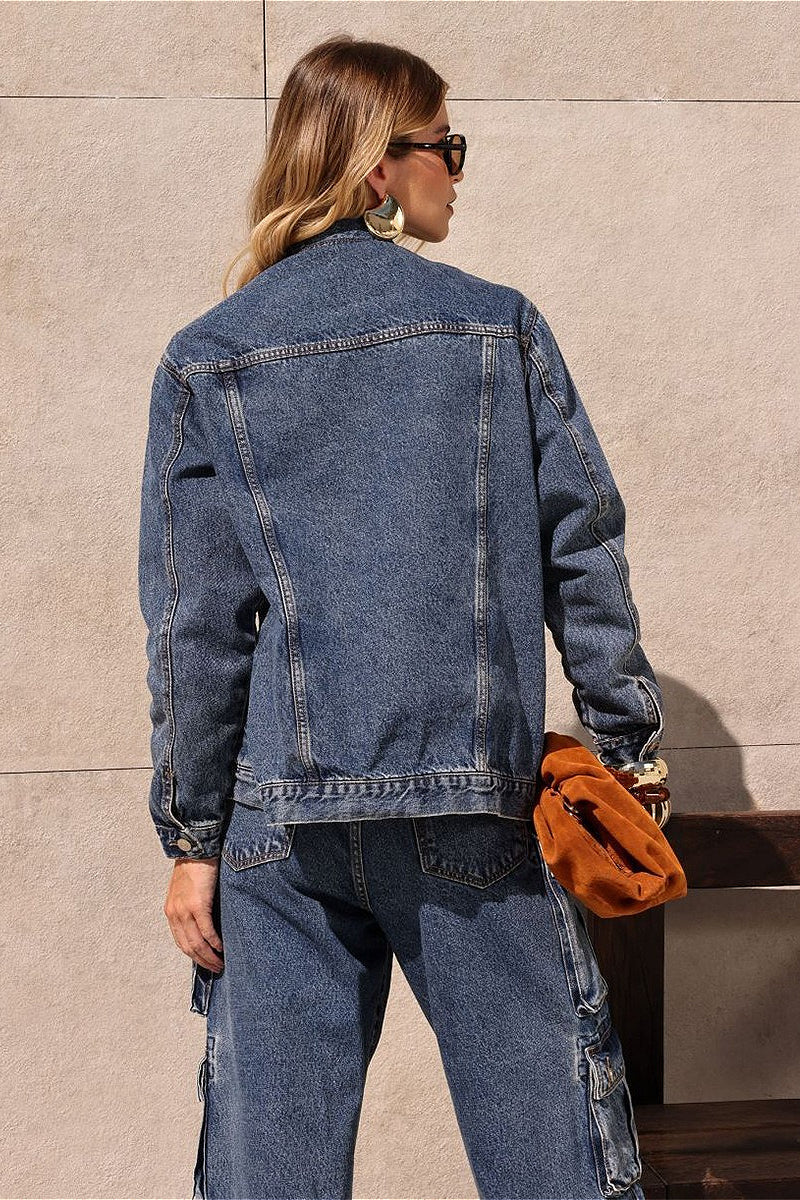 Vintage Classic Collared Denim Jacket image 3