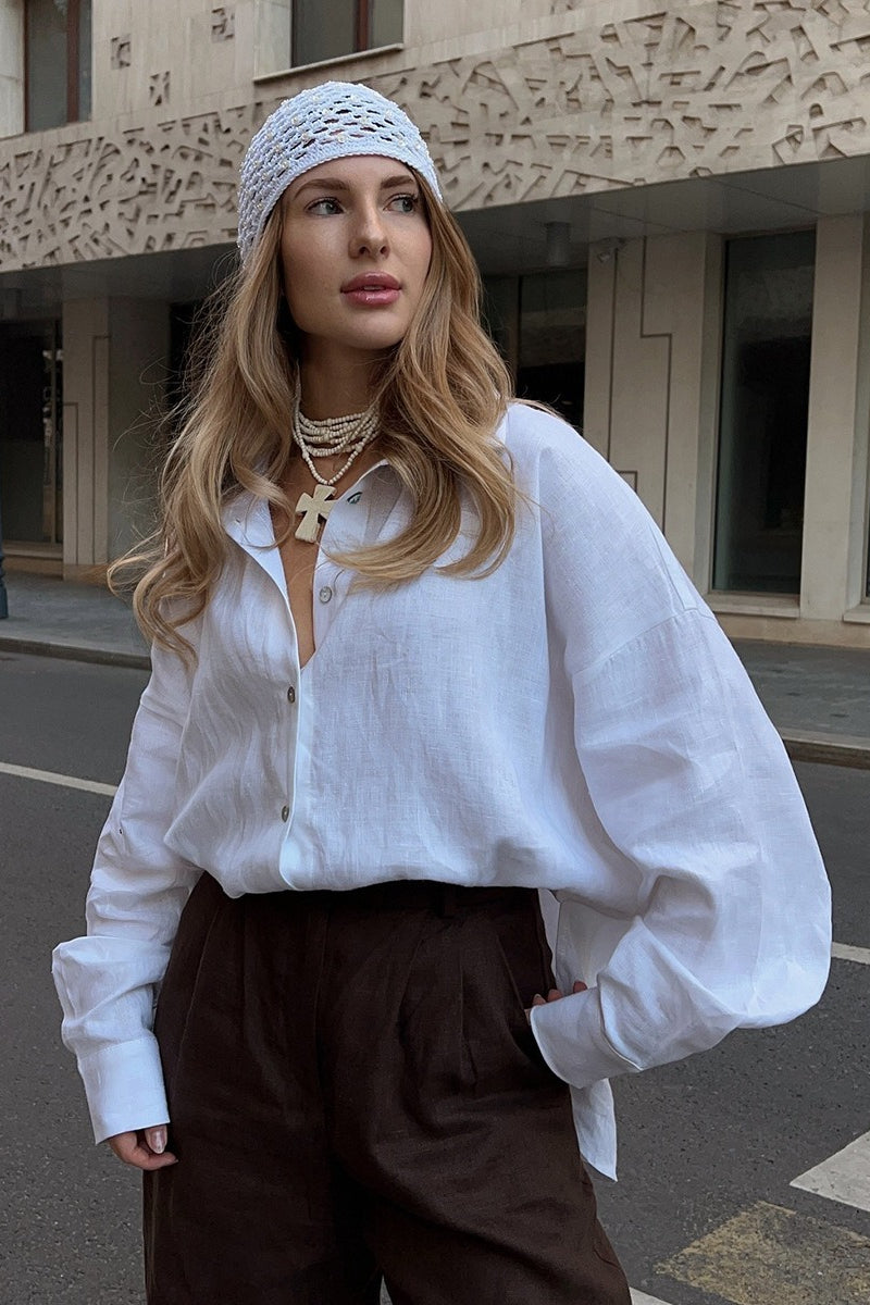 Fashion Solid Loose Casual Commuter Blouse image 4