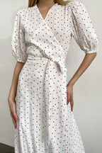 Cotton Heart Print V-Neck Wrap Maxi Dress image 3