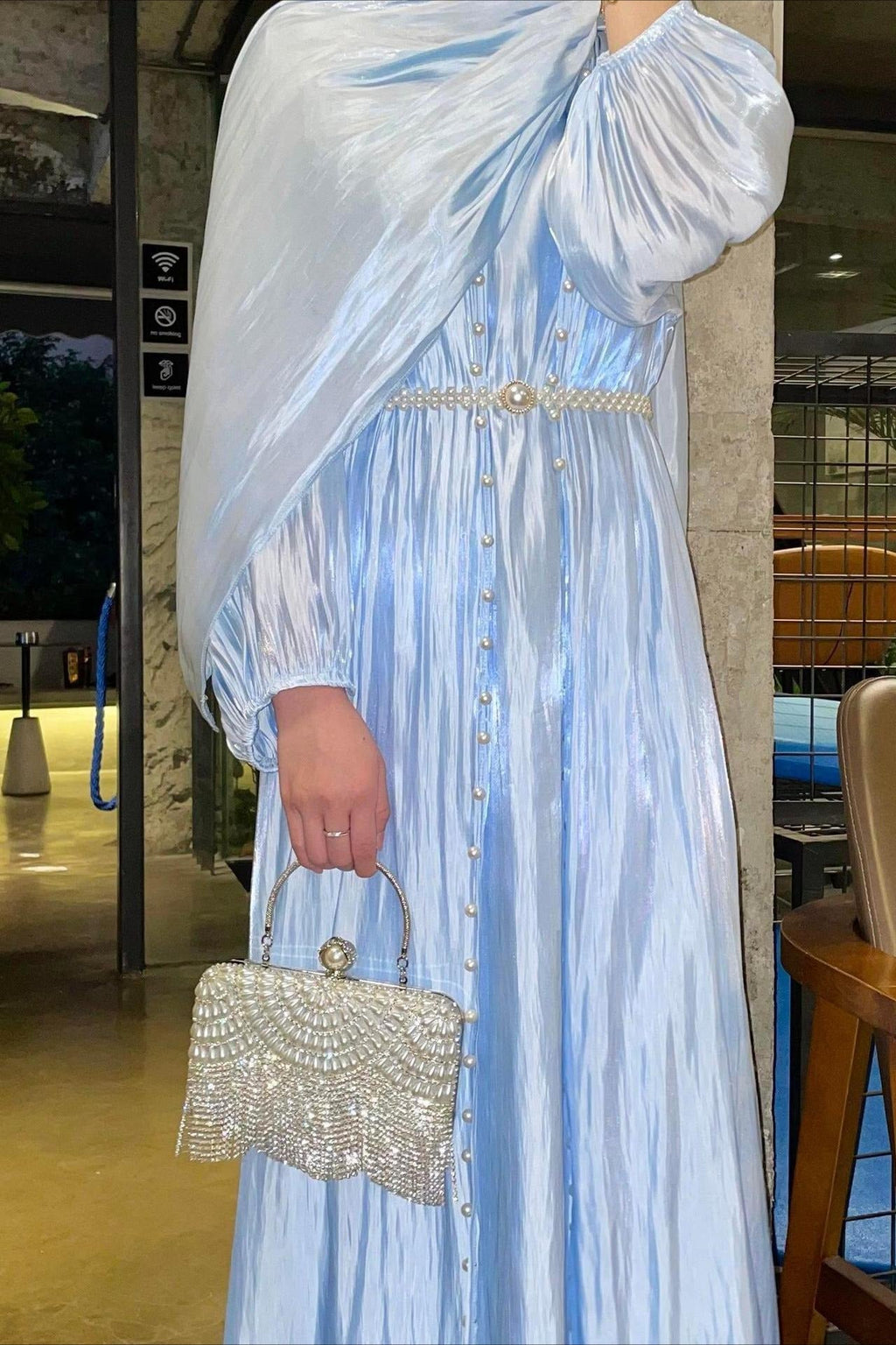 Shimmer Tulle Inner Skirt Outer Skirt Headscarf Three Piece Prom Dress image 3