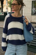 Streetwear Striped Crewneck Casual Stylish Sweater image 1