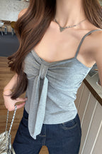 V Neck Bow Ruffle Padded Cami Top image 3