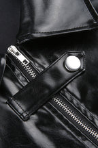 Embroidered Letter PU Leather Coat image 7