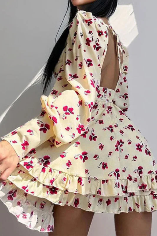 Floral Long Sleeve Party Dress image 5