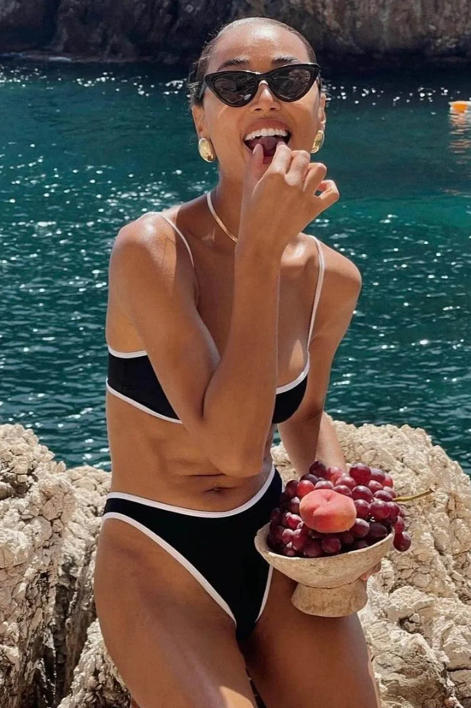 Black White Micro Bikini Set image 3