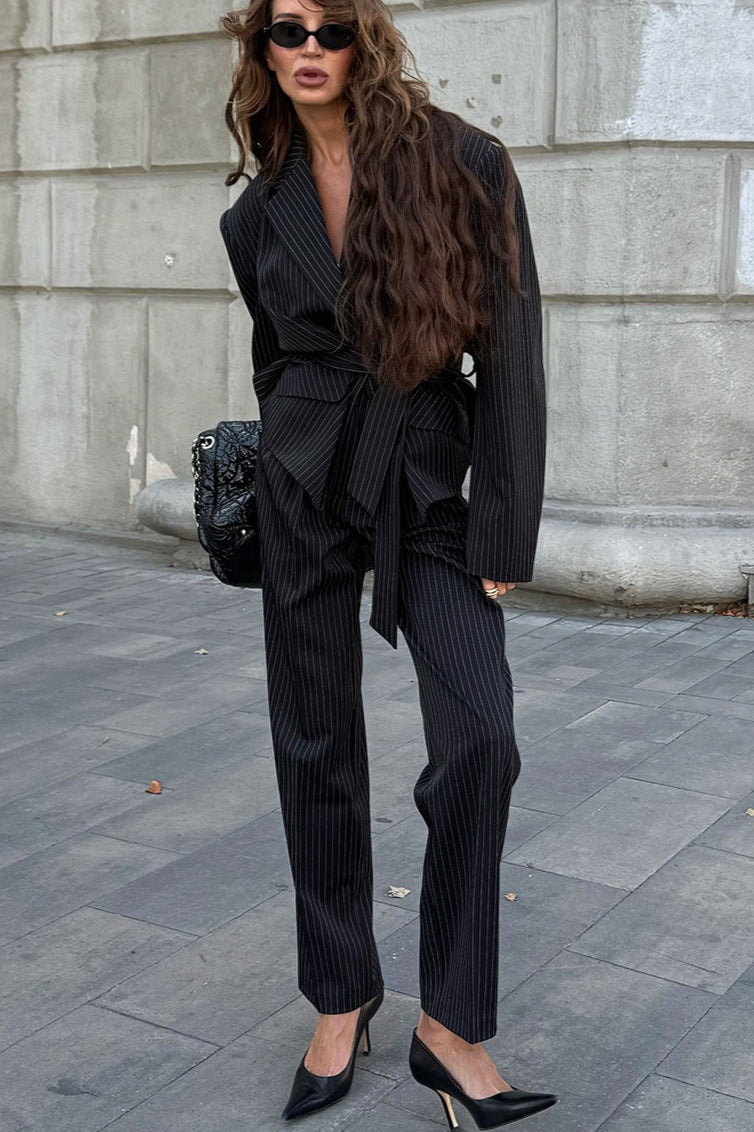 Striped Long Sleeve Blazer Suit Coat image 3