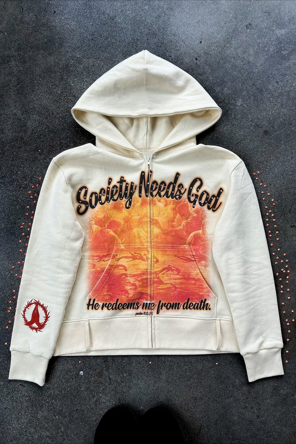 Vintage Print Pullover Hoodie image 1