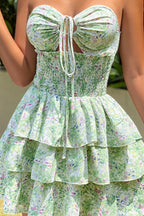 Casual Halter Floral Hollow Mini Dress image 2